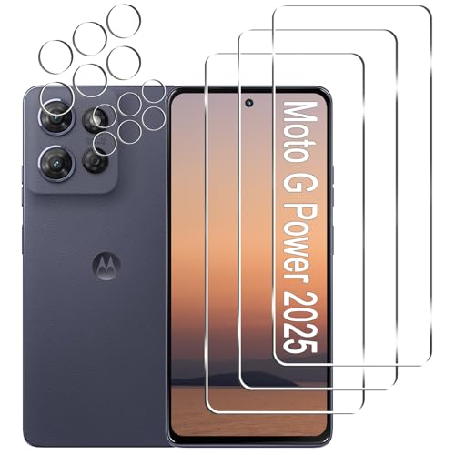 LXXMSXH 3 Pack Moto G Power 2025 Screen Protector [6.8 inch] + 3 Pack Camera Lens Protector Anti Scratch Bubble Free Easy Installation