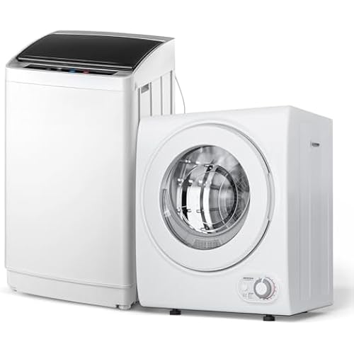 ROVSUN 17.8LBS Full Automatic Washing Machine and 1.5CuFt Portable Clothes Dryer Set, Compact Laundry Washer and Dryer Combo Set with Stainless Steel Inner Tub, for Apartment, Dorms, Home