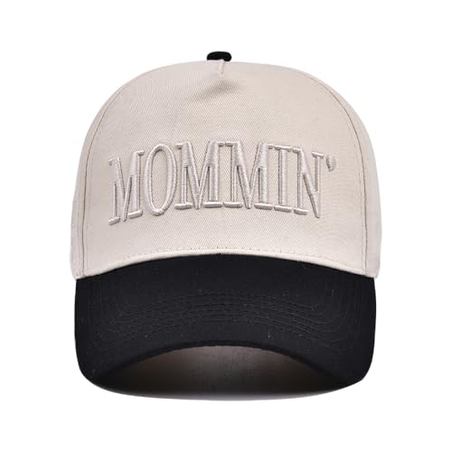 Image of Mommin Trucker Hat, Adjustable Embroidered Vintage Two-Tone Mama Baseball Cap