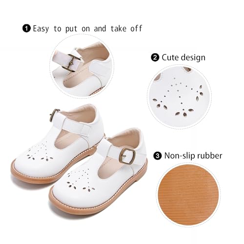 Image of GINFIVE Toddler Girls Dress Shoes Little Kids Flats School Mary Janes Shoes