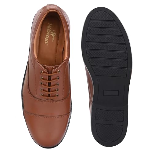 Image of Mikaasa Leather Formal Oxford Shoes for Men, Police and Officer Duty Lace-Up Mid Top Shoes with Cushioned Insole, Durable Sole and Classic Design, Comfortable Formal Footwear
