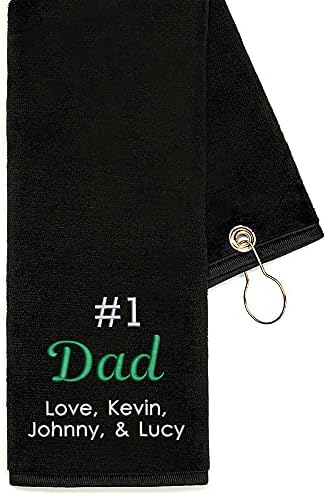 Lifetime Creations Embroidered Personalized #1 Dad Golf Towel – Gift for Father’s Day from Kids, Golf Gifts for Dad