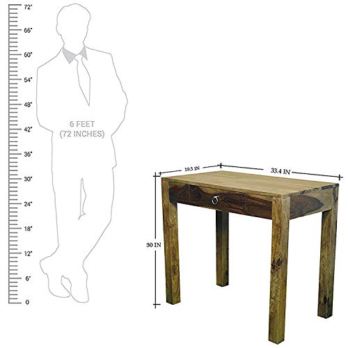 Image of Sheesham Wood One Drawer Folding Study Table for Living Room | Console Table | Provincial Teak Finish