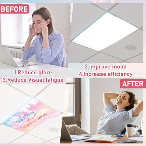 Image of VIHOSE 4 Pcs Fluorescent Light Covers for Ceiling Lights 4 x 2 ft Motivational Magnetic Light Covers Inspirational Classroom Filters for Classroom Office Home Kitchen(Sunset)