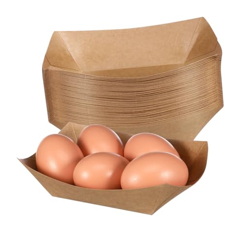 PEPLAYTAL 50Pcs Paper Serving Trays Leak Finger Food Plates for Parties Versatile Food Containers for Hot Dogs Barbecues Desserts for Catering and Gatherings