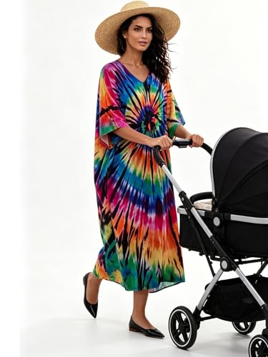 Image of Kaftan Dresses for Women Plus Size Summer Beach Dress with Print and Swim Cover Ups