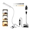 Lampe de Bureau à Pince, Lampe-Clip de Lecture Table à LED Lampe à Serrage Flexible à 360 °, 3 Modes de Couleur 10 Luminosité Lampe de Chevet pour Tête de Lit Étude Travail, avec Adaptateur CE, Blanc