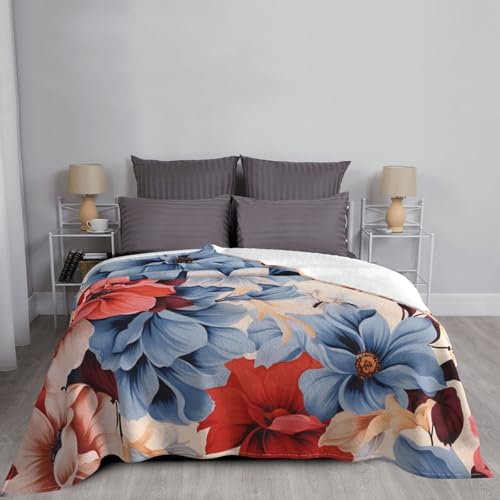 Couverture en microfibre imprimé floral pour lit et canapé douillet