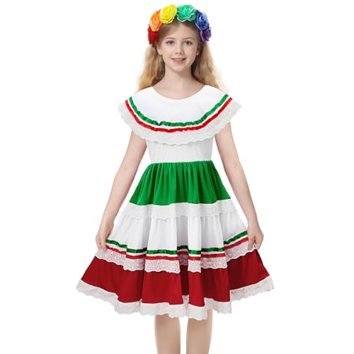 Zando Mexican Dress for Girls Cinco de Mayo Girls Mexican Dress Flamenco Dance Kids