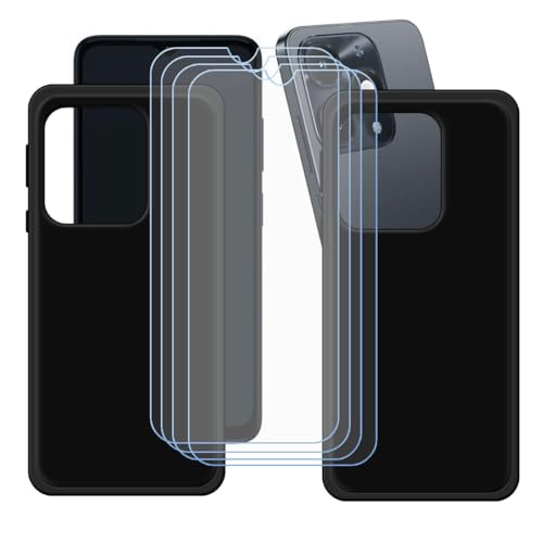 LCEHTOGYE Funda para Itel Zeno 20 + 4 x Vidrio Templado Película Protectora Pantalla,2 X Negro Carcasa Silicona Gel TPU Suave Protectora Caso Case para Itel Zeno 20 (6,6')