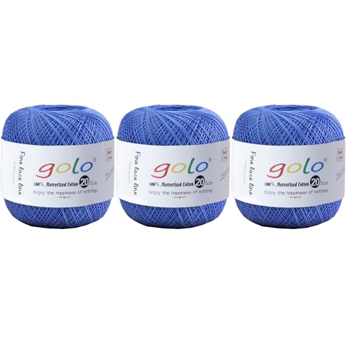 Image of golo 3 Balls Crochet Thread Size 20 Embroidery Thread Crochet Yarn for Hand 633