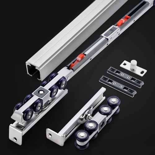 Riel guía de puerta corredera de cierre suave para puertas interiores de armario con ruedas y tornillos de fijación