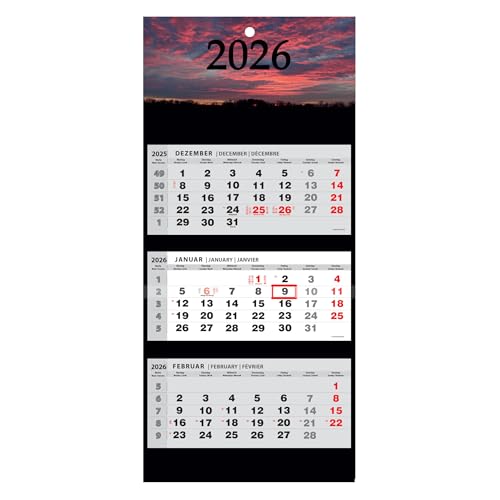 JAROGRAF Wandkalender 2026 – 3-Monats-Kalender mit praktischem Wandplaner für effiziente