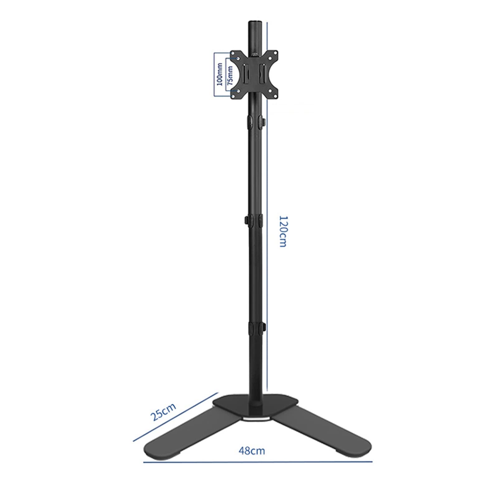 Supporto per monitor singolo, regolabile in altezza e funzione di inclinazione Supporto TV da pavimento universale per schermo da 12 a 32 pollici, per angolo soggiorno camera da letto