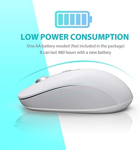 J JOYACCESS Wireless Bluetooth Mouse, Cordless Triple Mode Mouse for Laptop(BT 5.0/3.0+2.4Ghz)Silent Computer Mini Mice for Mac OS, PC, Macbook, Android, Windows - White