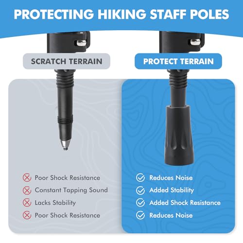 KINGGEAR 6Pcs Trekking Pole Tips Replacement Protectors, Rubber Feet for Walking Sticks Tips, Hiking Poles Tips Accessories, 11mm Hole Diameter Fits Most Standard Walking Sticks - Thumbnail 3