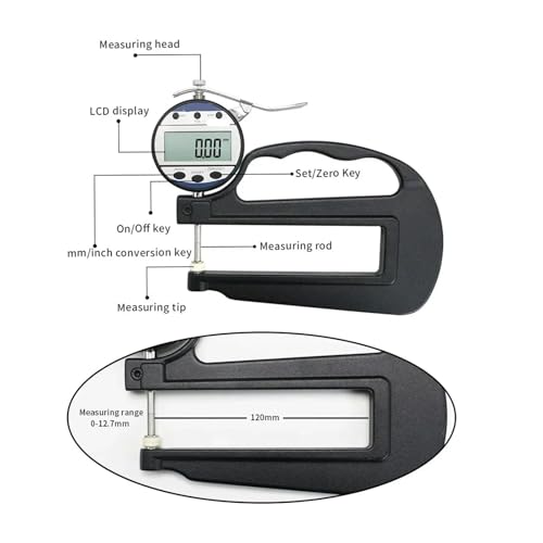 Calibrador digital de espesores 0-25,4 mm con pantalla LCD, precisión 0,01 mm, para papel, película, cuero y esponjas miniatura 3