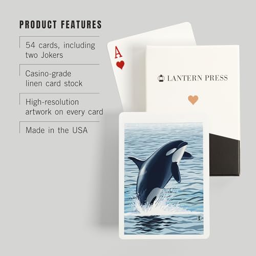Baraja Lantern Press Orca Whale Jumping 52 naipes miniatura 3