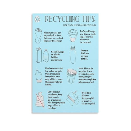 Recycling Tips For Single Stream Recycling Poster Canvas for Bedroom