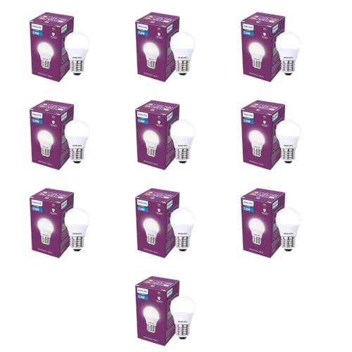 Image of PHILIPS 2.8W LED Frosted Candle Bulb | Cool White 6500K | E27 Base | Energy Efficient Decorative LED Light | Long Life & Instant Brightness | Pack of 10