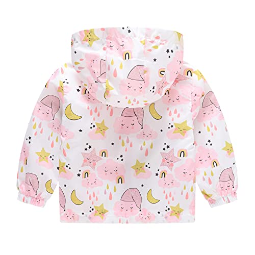 Toddler Girls Flower Print Rain Jacket Hooded Clothes Long Sleeve Cute Colorful Casual Coat Winter Double Pocket2