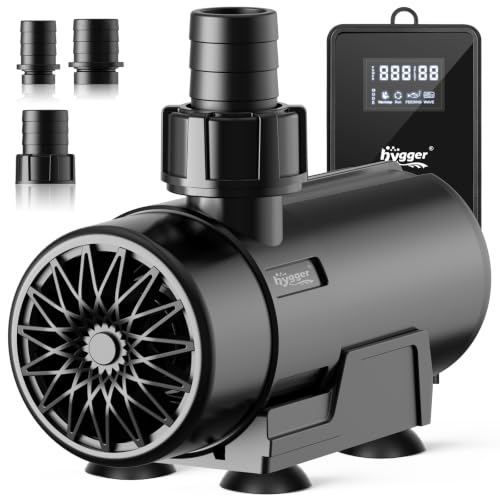 hygger 15W-100W Water Pump with Controller (Up to 3430GPH) Submersible/Inline Return Pump with Adjustable Mode/Flow 2 Fountain Pump with 2 Inlet Cover and 3 Nozzles for Fish Tank Pond Aquarium