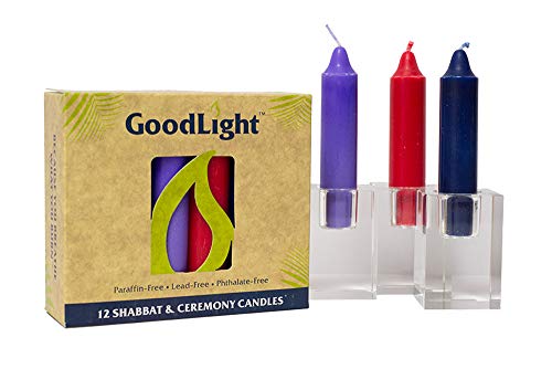 Goodlight Paraffin-Free Shabbat Shabbos Sabbath Candles, Multi-Color