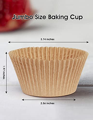 Gifbera Jumbo Cupcake Liners Greaseproof Paper 200 Count - Food Grade Odorless Muffin Baking Cups Cupcake Wrappers For Wedding Birthday, Natural #TOP1