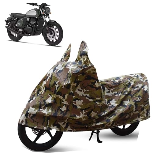 Image of Sulfar Bike Cover for Jawa 42 FJ (Retro Sports) | Waterproof, Dustproof & UV Protected | All Weather Two Wheeler Cover (Army Green) New 2026 Variants
