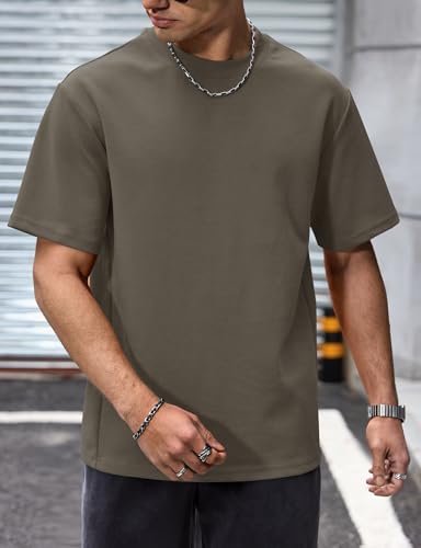 Image of Herberton Mens Oversized T-Shirts Heavyweight Cotton Stretch Fashion Thick Tee Tops (S-3XL)