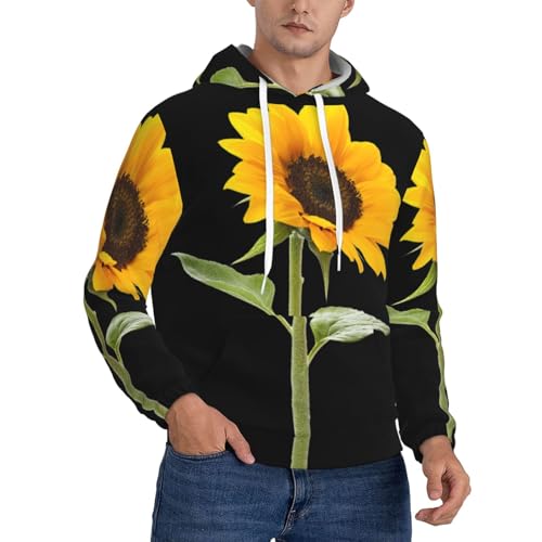 Pull à capuche athlétique imprimé tournesol pour week-end détente