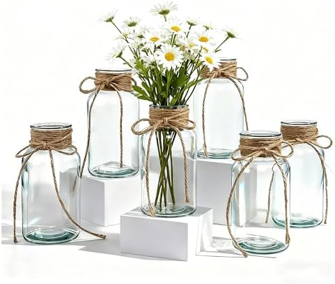 Vintage Glass Flower Vase，Vases for Farmhouse Wedding Centerpiece...