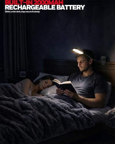 Image of Honeywell Clip On Reading Light, Rechargeable Gooseneck CRI95 4000K Dimming