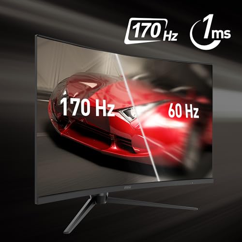 Image of msi G321CQP E2, 32 inch Gaming Monitor, 2560 x 1440 (QHD) Curved Gaming Monitor, 1 ms, 170Hz, FreeSync Premium, 1000R, HDMI, DisplayPort, Tilt, Swivel, Pivot and Height Adjustable.