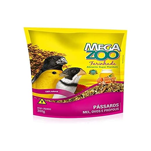 RAÇÃO MEGAZOO FARINHADA PASSAROS MEL OVOS PROPOLIS 300G
