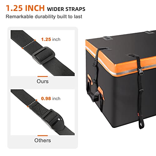 Philiva 100% Waterproof Hitch Mount Cargo Carrier Bag With 8 Heavy Duty Buckle Straps & Safety Reflective Stripe For Truck Pickup All Vehicle With Steel Cargo Basket, 20 Cubic Feet (59" 24" 24") #TOP3