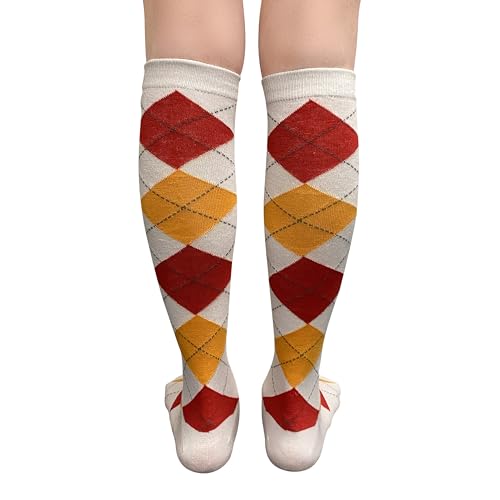 Image of Couver Women's Argyle Knee High Socks - Soft Acrylic Over the Calf Tube Style Socks for Casual Athletic - One Size
