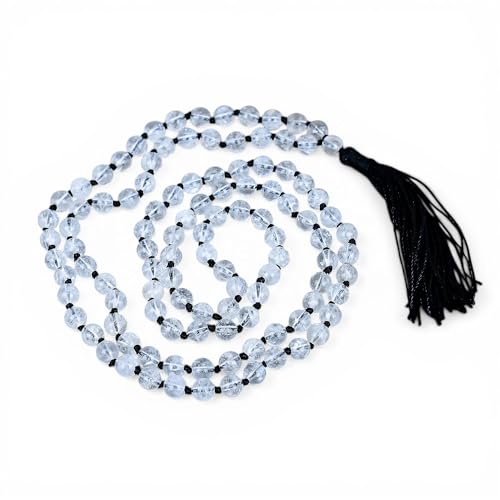 Mala Japa en quartz Herkimer diamant AAA, le cadeau spirituel parfait avec pompon noir