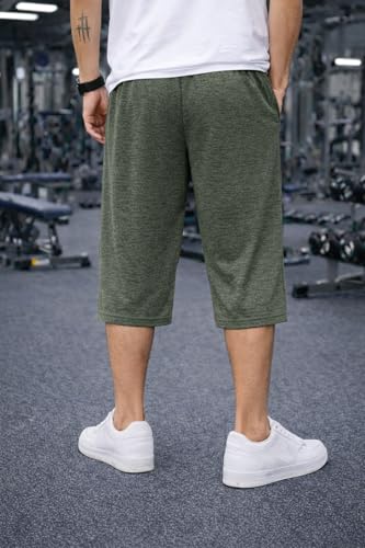 Image of Mack Jonney Men's Sports Capri Pants | Lightweight Polyester Workout 3 /4 Pants with Elastic Waist for Gym, Running & Training-M8356