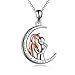 YFN Ich Liebe Dich zum Mond und zurück Pferd Anhänger Halskette Schmuck Sterling Silber Mädchen mit Pferd Geschenk für Frauen Mädchen