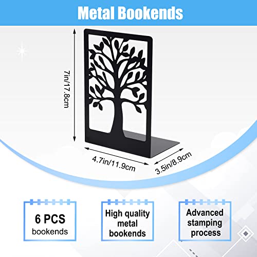 Eoout EOOUT20221214043 Bookends, 3 Pairs Of Book Ends For Shelves Decorative, Black Metal Bookend Supports thumb #1