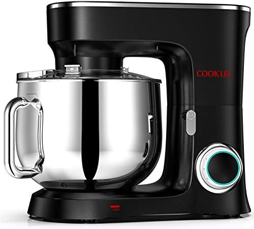 COOKLEE Stand Mixer, 9.5 Qt. 660W 10-Speed Electric Kitchen Mixer with Dishwasher-Safe Dough Hooks, Flat Beaters, Wire Whip & Pouring Shield Attachments for Most Home Cooks, SM-1551, Black