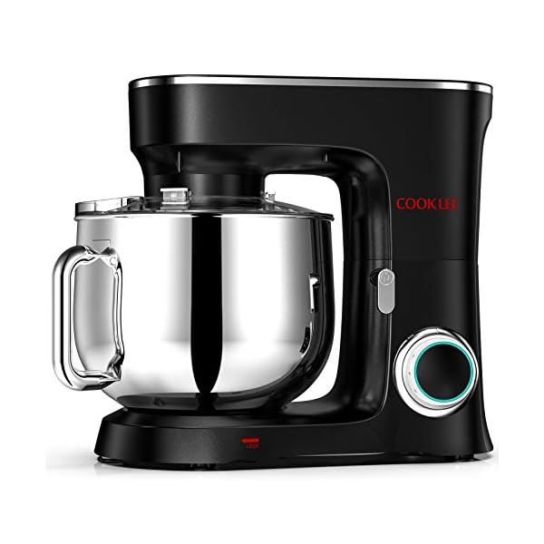 COOKLEE Stand Mixer, 9.5 Qt. 660W 10-Speed Electric Kitchen Mixer with Dishwasher-Safe Dough Hooks, Flat Beaters, Wire Whip & Pouring Shield Attachments for Most Home Cooks, SM-1551, Black