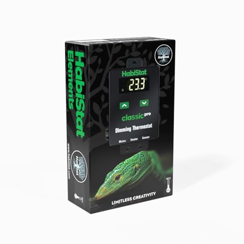 Habistat Classic Pro Dimming Vivarium Thermostat Black 450 Watts. Indoor Terrarium Accessories Reptile Thermostat Temperature Controller For Pet Snake Gecko Bearded Dragon Tortoise And Tree Frog