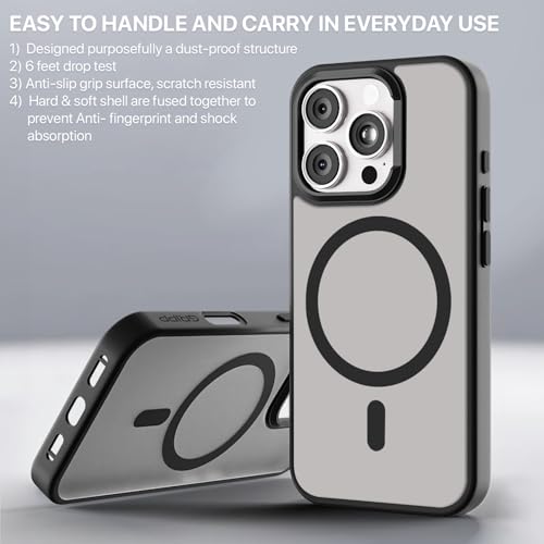 Image of GRIPP Bolt Xtreme Case Compatible with Mag-Safe for iPhone 16 Pro | 6ft Drop-Tested with D30 Technology, Raised Edges, Anti-Fingerprint, Anti-Slip, Translucent Matte Textured Back Cover - Black