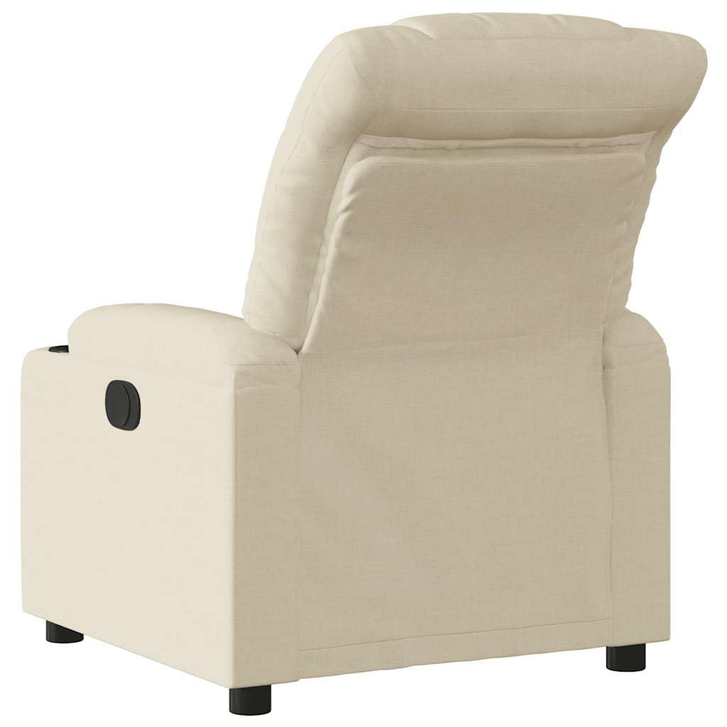 Poltrona relax elettrica in tessuto crema con funzione reclinabile elettrica, poggiapiedi e schienale, 75,5 x 93 x 99,5 cm, comoda sedia imbottita per soggiorno, camera da letto e angolo