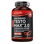 Nutravita Test Booster for Men - 210 Vegan Capsules - 1450mg per Testosterone Supplement Serving - TESTOMAX™ 2.0 Contains 17 Active Ingredients Incl. Ashwagandha KSM 66®, CoQ10, Maca Root
