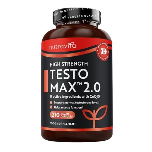 TESTOMAX 2.0 Natural Aumenta Testosterona Hombre - Ashwagandha KSM-66, CoQ10, Raíz de Maca - 210 Cápsulas Veganas - Potenciador del Deseo - Rendimiento Muscular Vigorizante - Nutravita