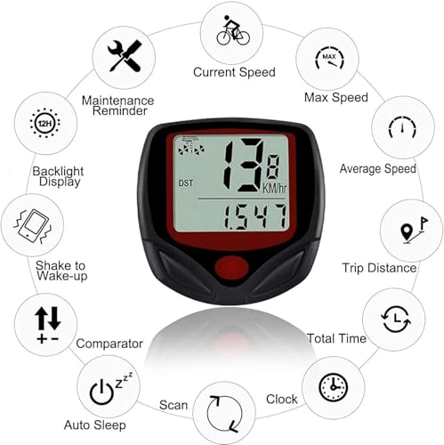 Image of 14 Function Waterproof Bicycle Computer Odometer Speedometer (Cycle Speedometer)