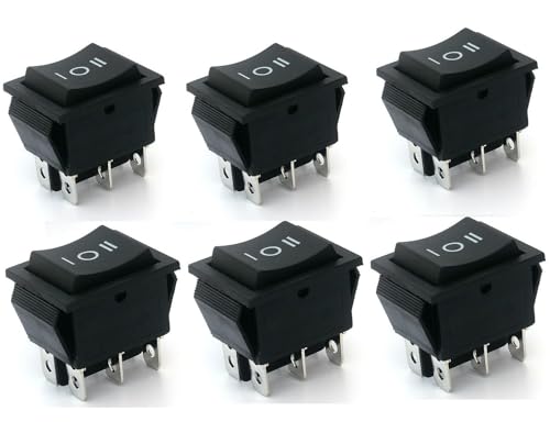 Switian - Switian Interrupteur à Bascule DPDT 6 Bornes 3 Positions On/Off/On - Lot de 6 Pièces pour Bateau, Voiture, Moto, Machines - 16A 250VAC/20A 125VAC